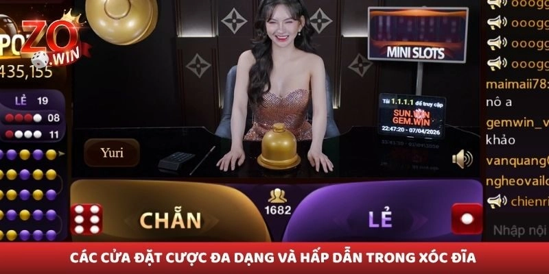 Các cửa đặt cược đa dạng và hấp dẫn trong xóc đĩa 